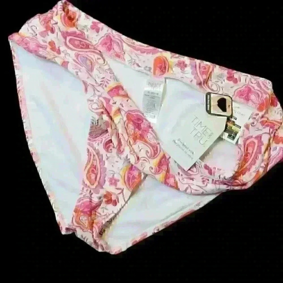 NWT TIME & TRU Bikini PINK Print Bottom LINED Mid Rise Swim Bathing suit size XL - Picture 5 of 5